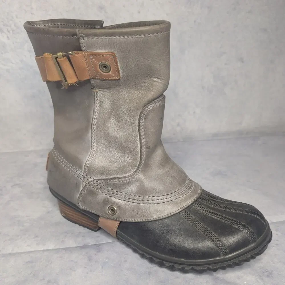 Sorel Slimpack Waterproof Short Riding Winter Boots in Elk Grey, Size 8.5